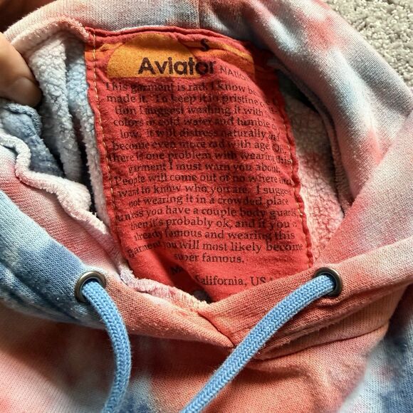 Aviator Nation Sweater Womens Size Small Hooded Pullover Tie Dye Red Blue - Picture 6 of 8